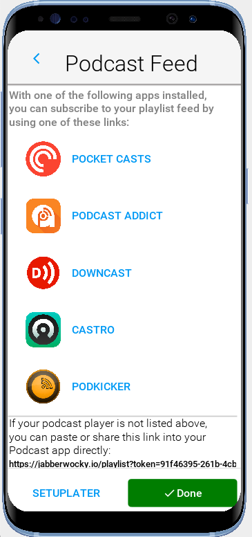 podcast setup form android